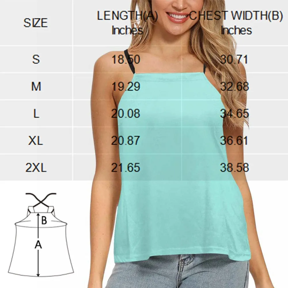 Custom Face&Name Flag Tops Personalized Women's Loose Fit Adjustable Halter Neck Tank Top