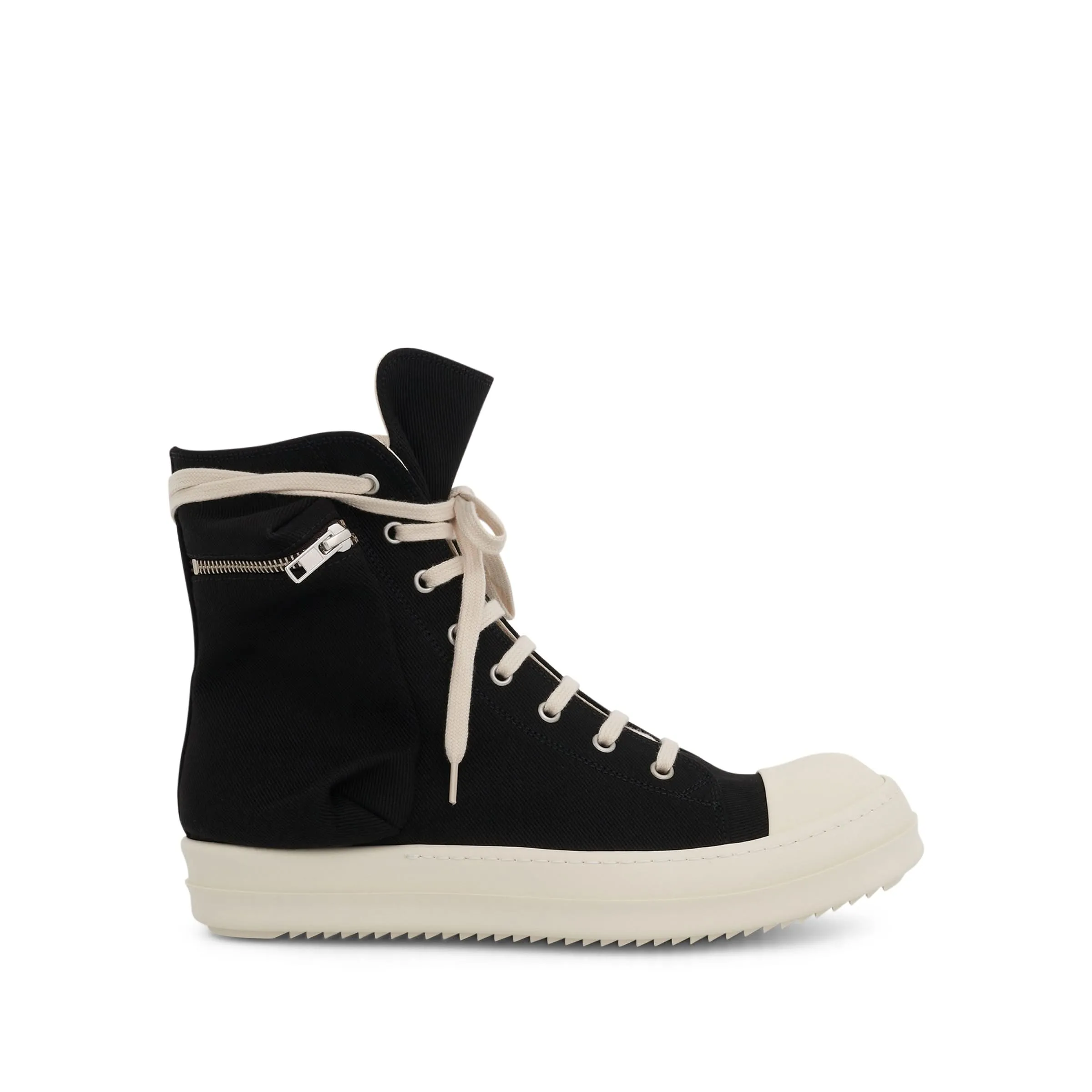 Denim Cargo Sneaker in Black/Milk