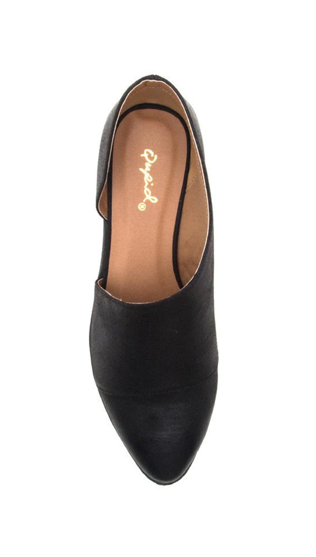 D'Orsay Pointed Toe Open Shank Oxford Flats Black