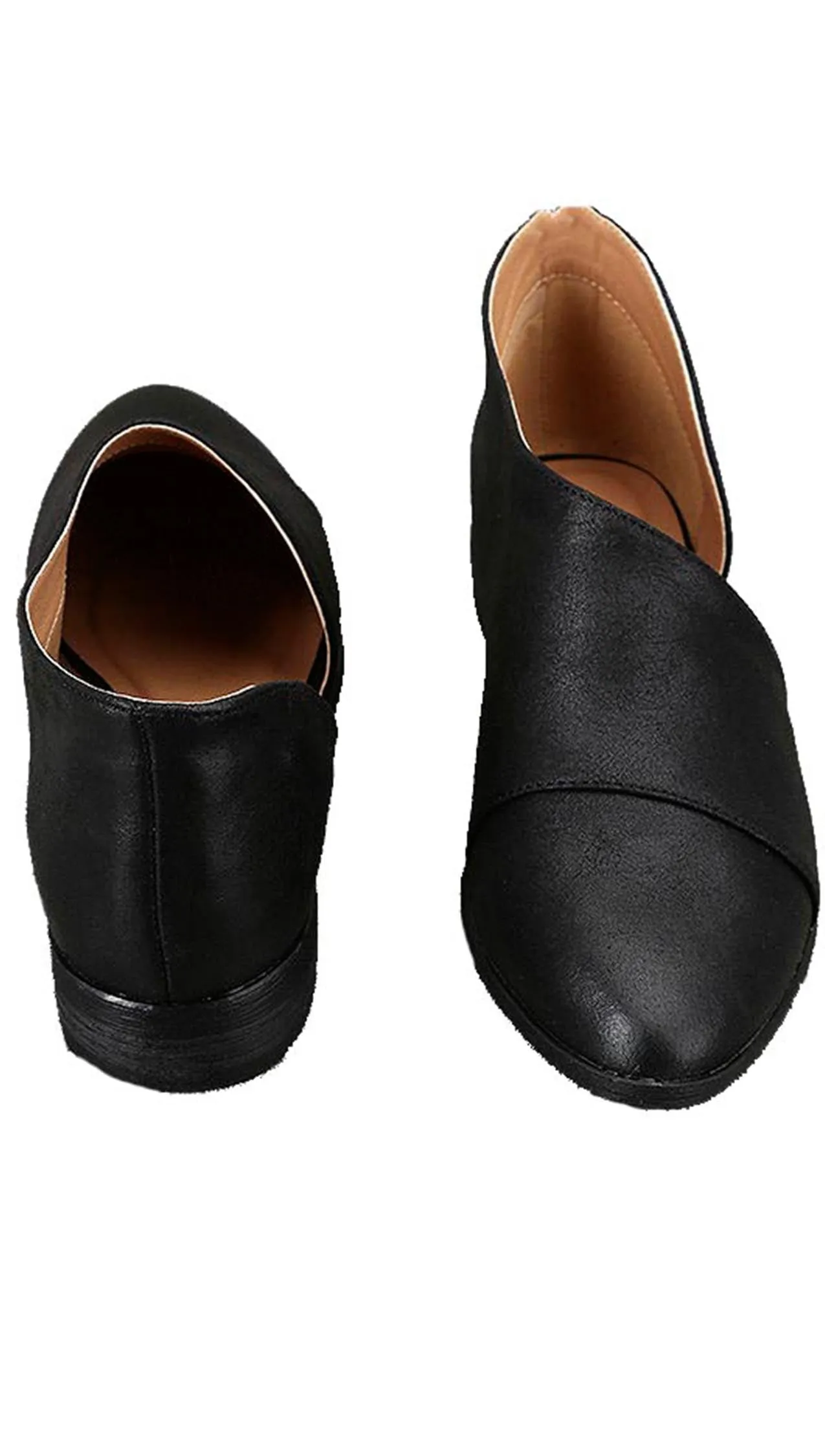 D'Orsay Pointed Toe Open Shank Oxford Flats Black