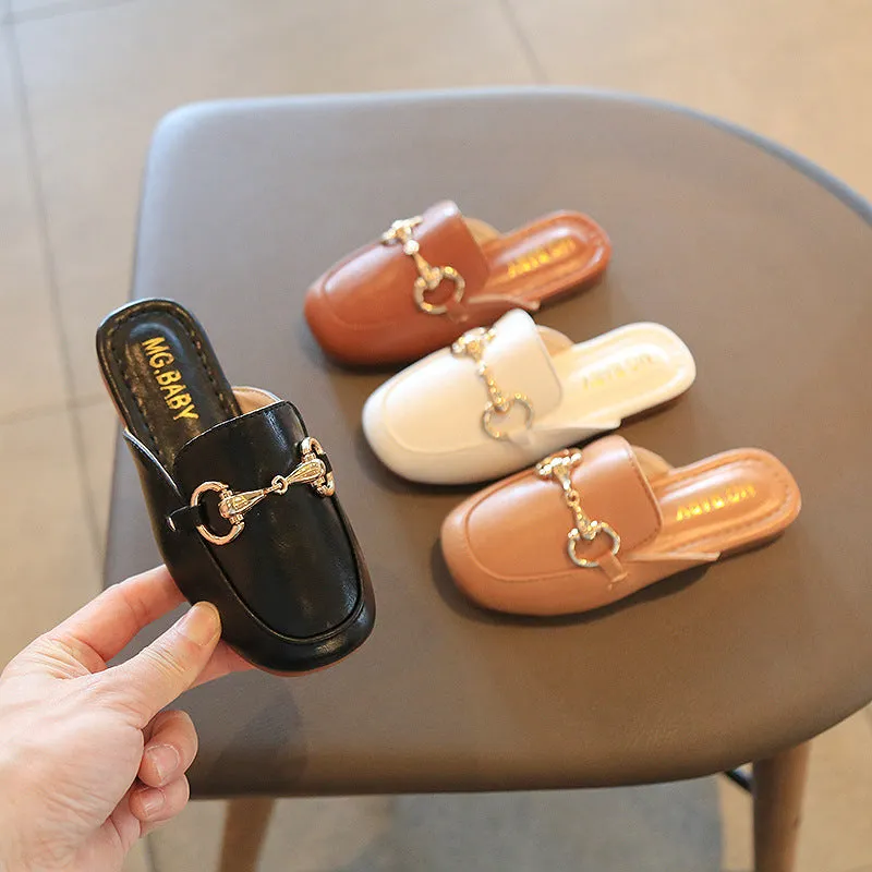 Dunnmall Korean Style Children's Sandals  Summer New Girls' Slipper Outdoor Slippers Closed Toe Children's Small Leather Shoes Children's Shoes