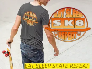 Eat Sleep Skate Repeat - Curved Hem T-Shirt