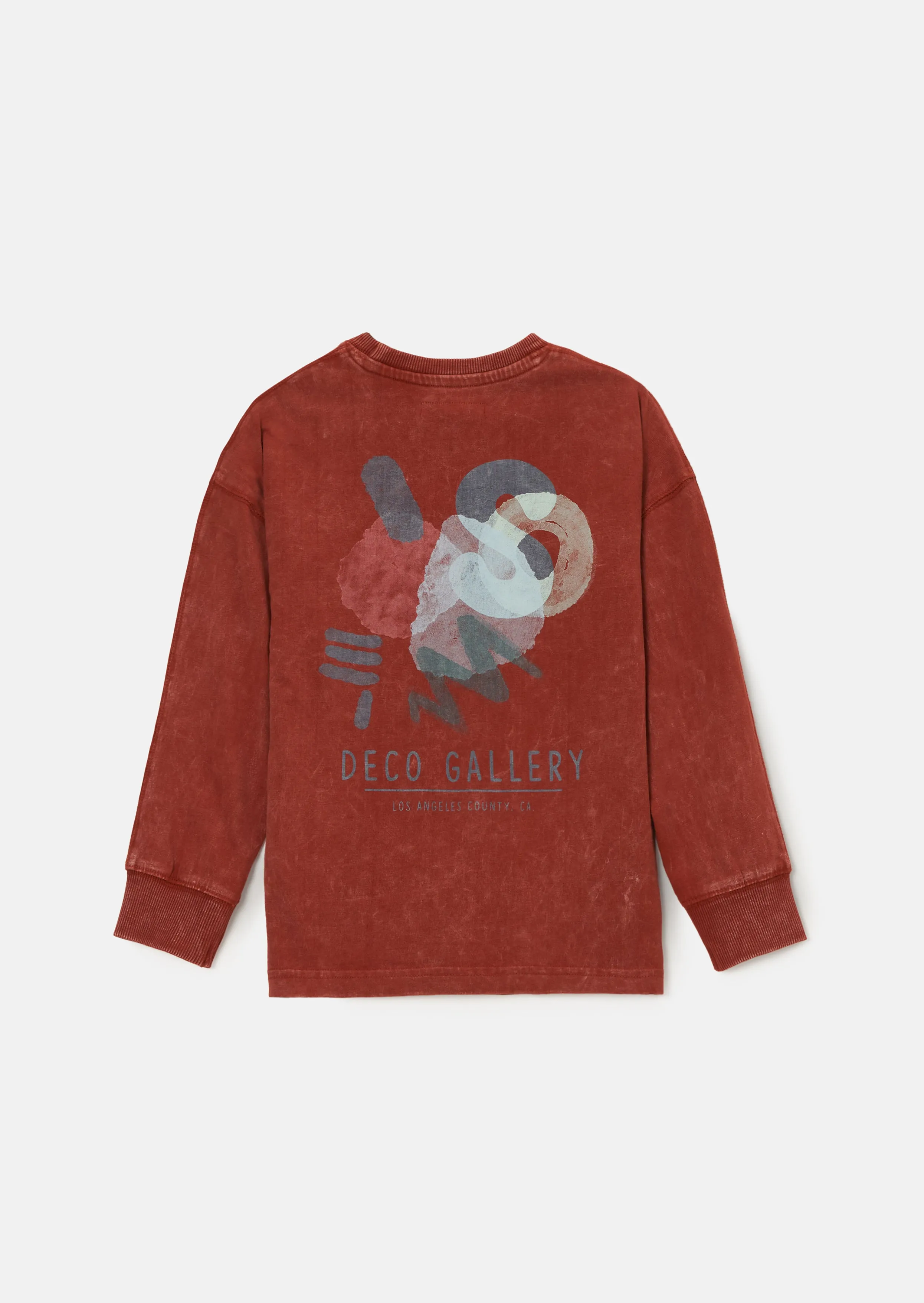 Evan Red Long Sleeve Washed Graphic Tee