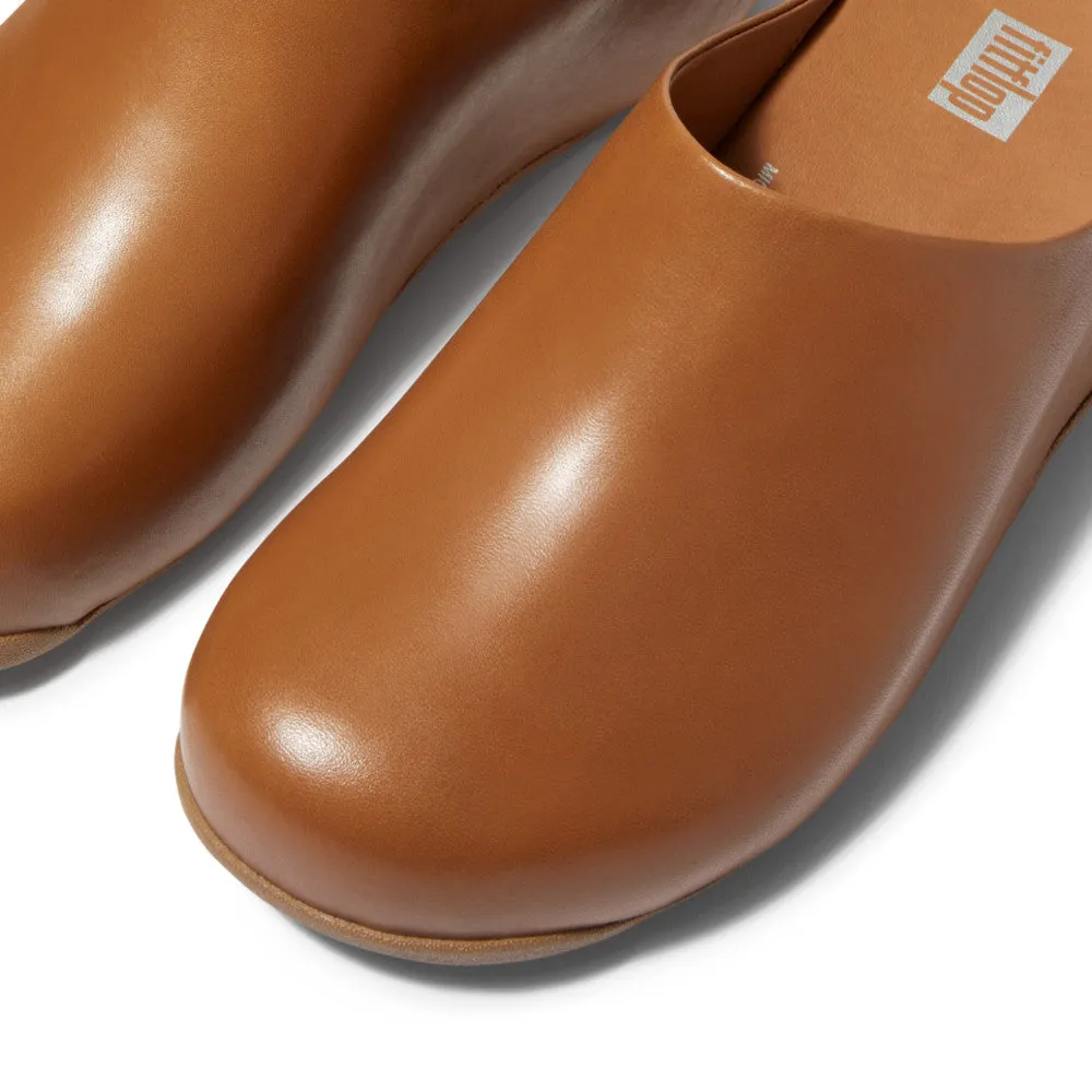 FitFlop Shuv Leather Clogs Brown