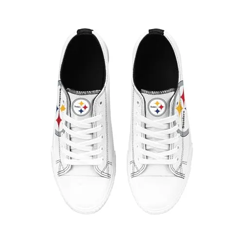 FOCO Pittsburgh Steelers NFL Womens Big Logo Low Top White Canvas Shoes - 10/XXL