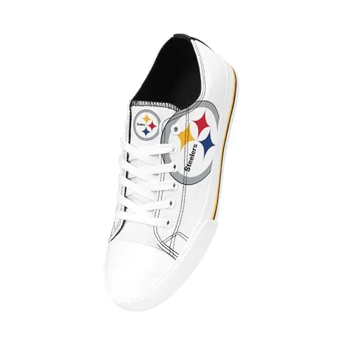 FOCO Pittsburgh Steelers NFL Womens Big Logo Low Top White Canvas Shoes - 10/XXL