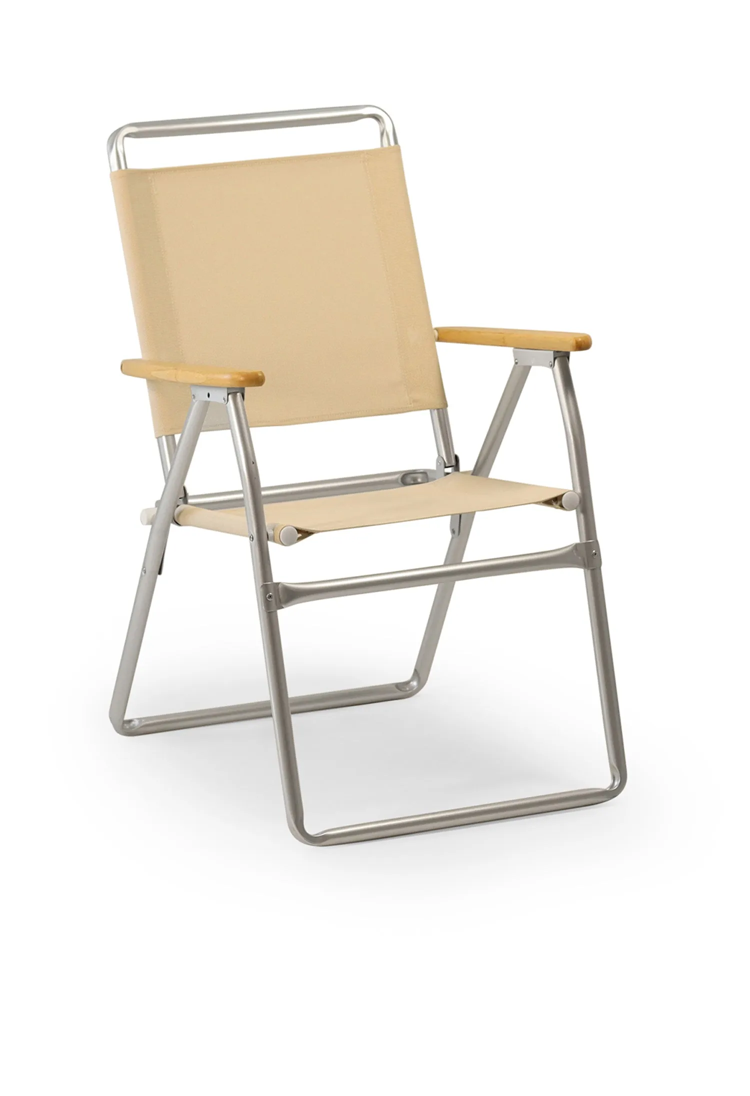 Folding Aluminum Outdoor Chair with Bamboo Armrests- Textilene Mesh Fabric-PA160V-BB