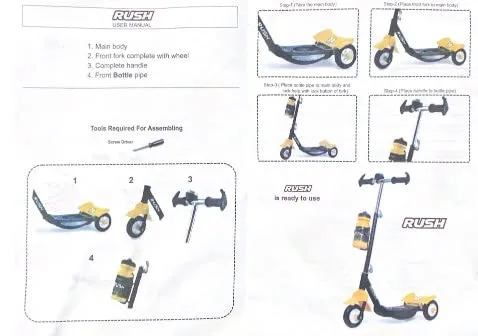 Fun Ride Funride Kids Scooter, Rush Three Wheel Kick Scooters for Boys & Girls with Sipper, Bell, Adjustable Height & Rear Brake, 3 Wheels Skate for Age 3-10 Years (Yellow)