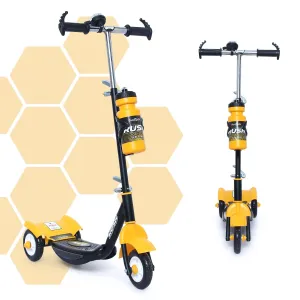 Fun Ride Funride Kids Scooter, Rush Three Wheel Kick Scooters for Boys & Girls with Sipper, Bell, Adjustable Height & Rear Brake, 3 Wheels Skate for Age 3-10 Years (Yellow)