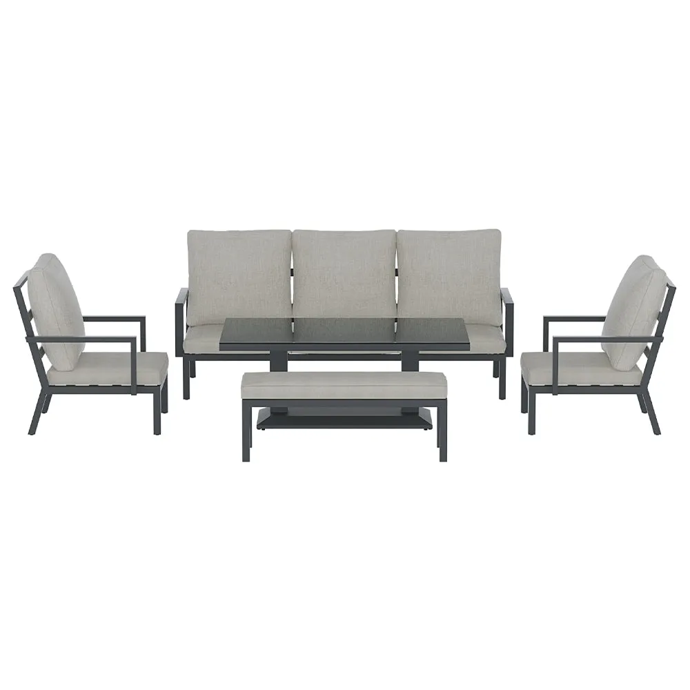 Gardeon 5PCS Outdoor Furniture Setting Table Chair Set Aluminium Sofa 7-Seater