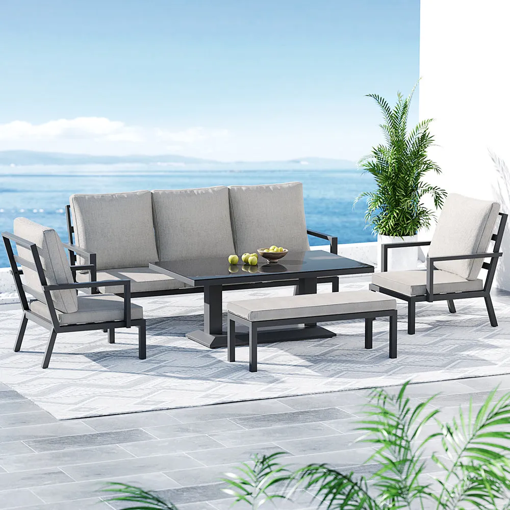 Gardeon 5PCS Outdoor Furniture Setting Table Chair Set Aluminium Sofa 7-Seater