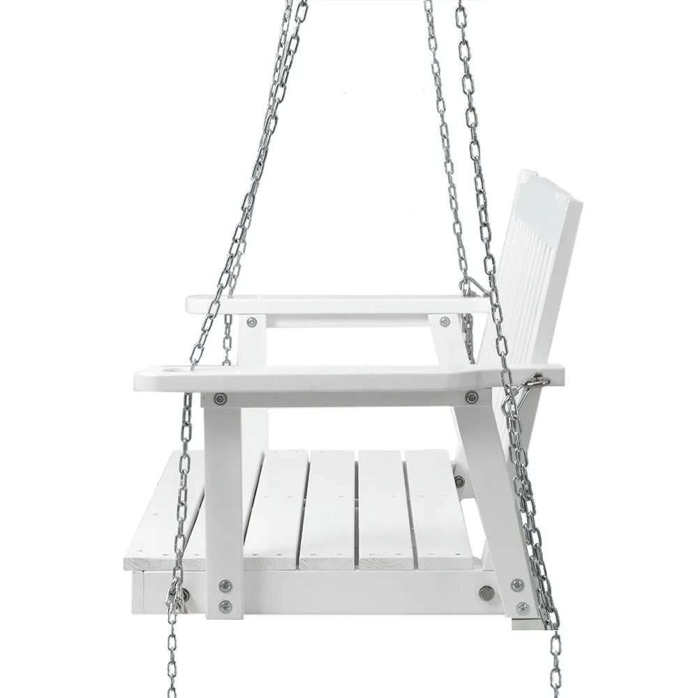 Gardeon Porch Swing Chair with Chain Garden Bench Outdoor Furniture Wooden White