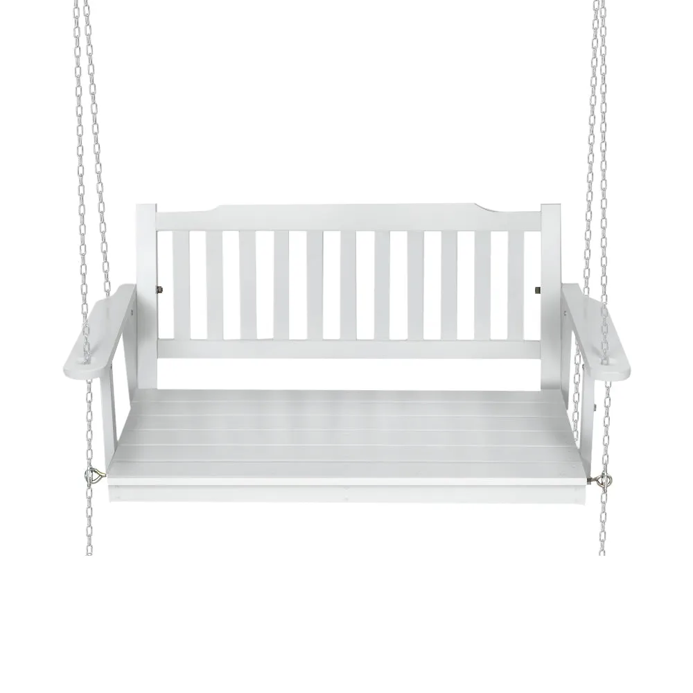 Gardeon Porch Swing Chair with Chain Garden Bench Outdoor Furniture Wooden White