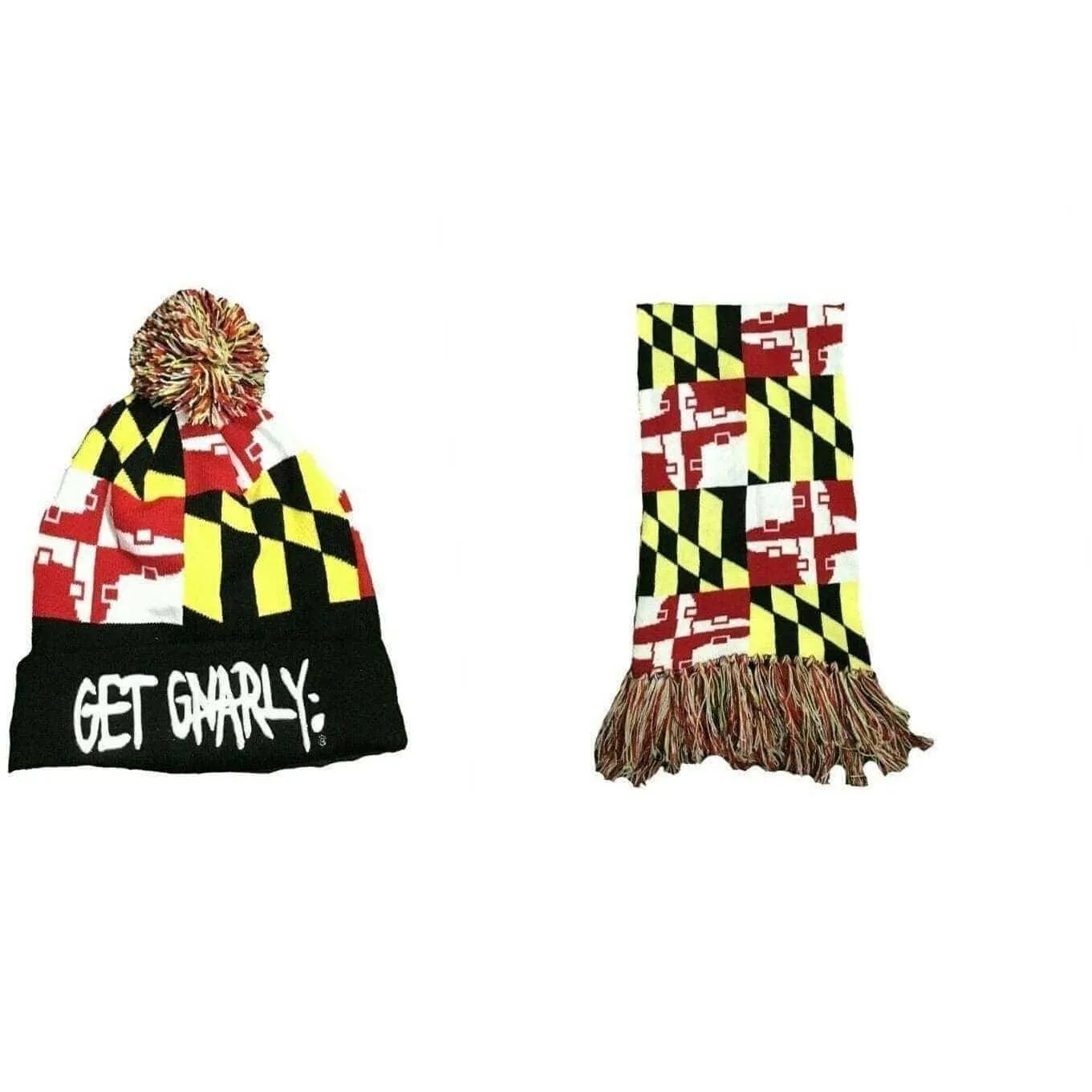 Get Gnarly Maryland Skate Flag Pom Beanie