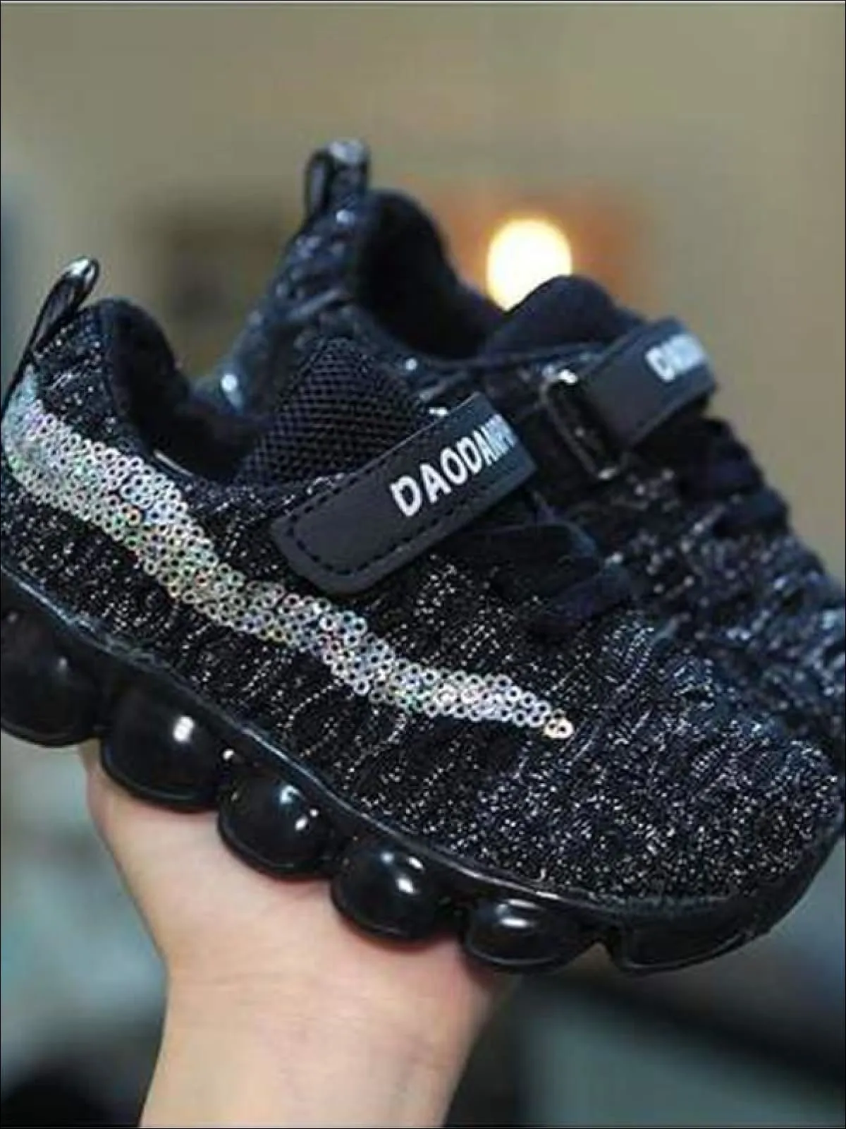 Girls Cute Sequin Trimmed Mesh Sneakers By Liv and Mia