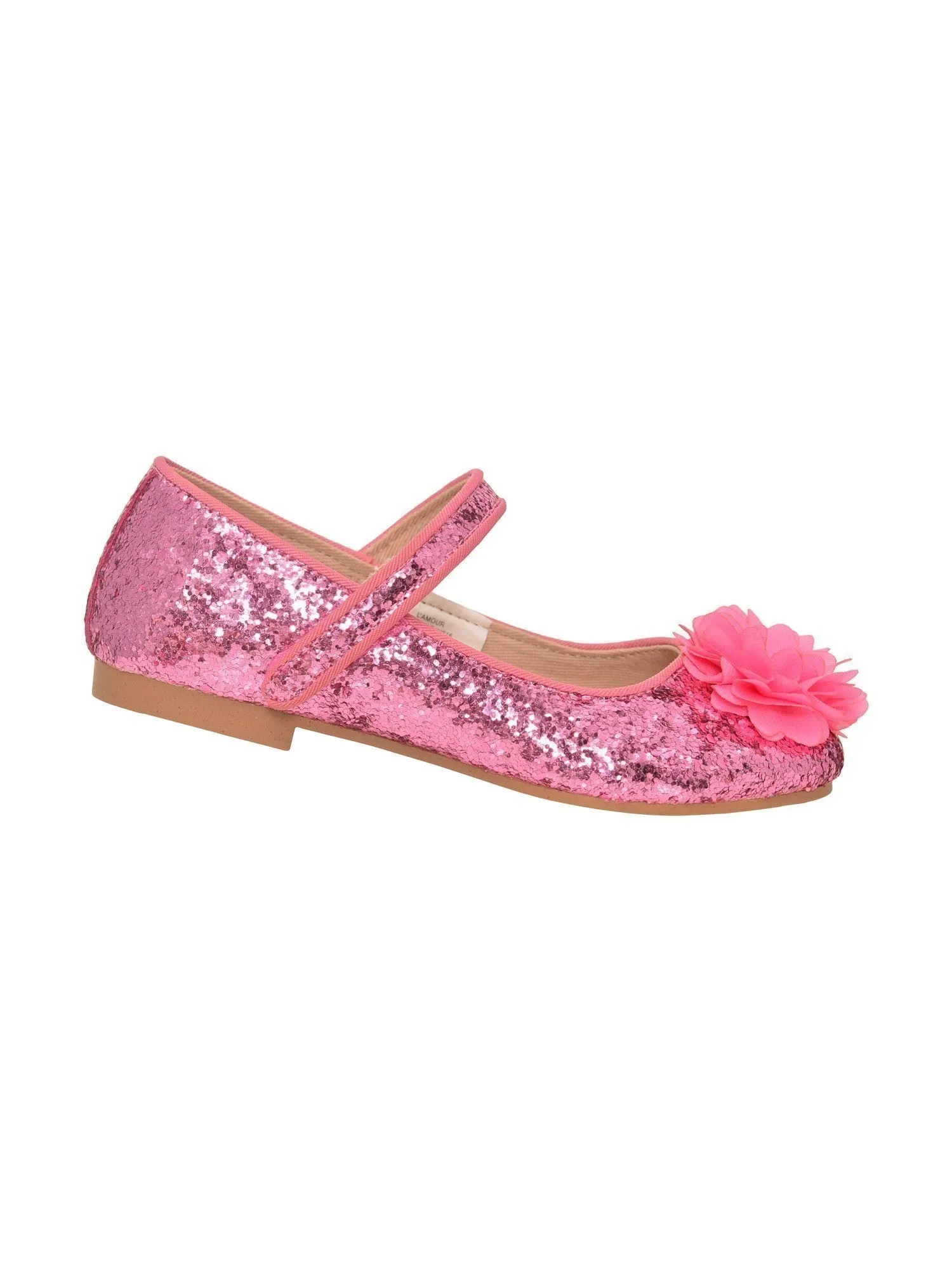 Girls Pink Glitter Ankle Strap Special Occasion Flats 5 Toddler-4 Kids