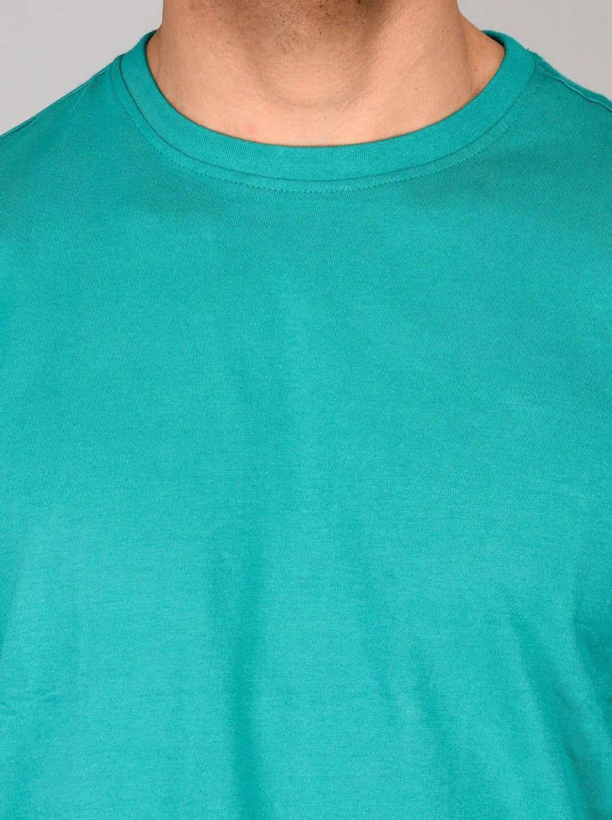 Green Slim Fit Round Neck T-shirt | JadeBlue