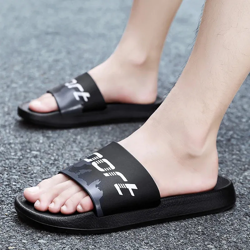 Hnzxzm Black Men Walking Sandals Flat Youth Fashion Swimming Pool Water Shoes Quick Drying Male Indoor Outdoor Summer Slides