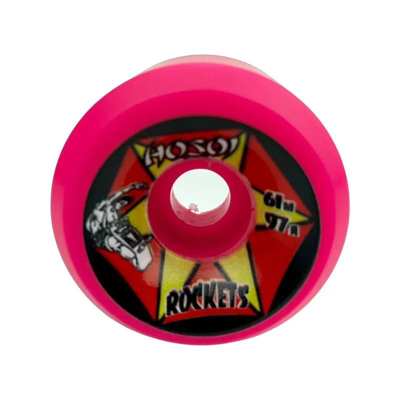 Hosoi 61mm 97a Rockets Pink Skateboard Wheels 4pk