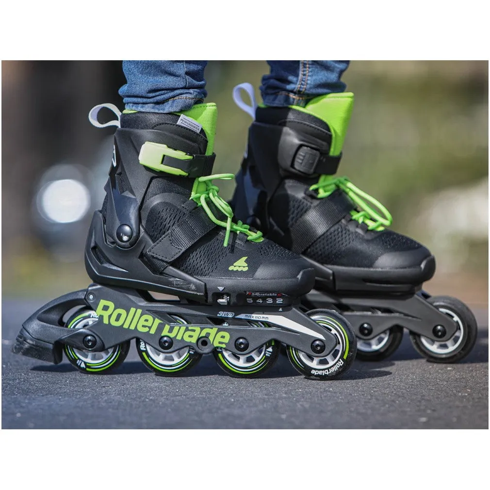 Kids Adjustable Rollerblade Microblade Black/Green Inline Skates