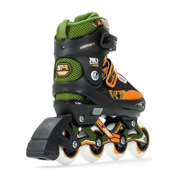 Kids Adjustable SFR Pixel Green Orange Inline Skates