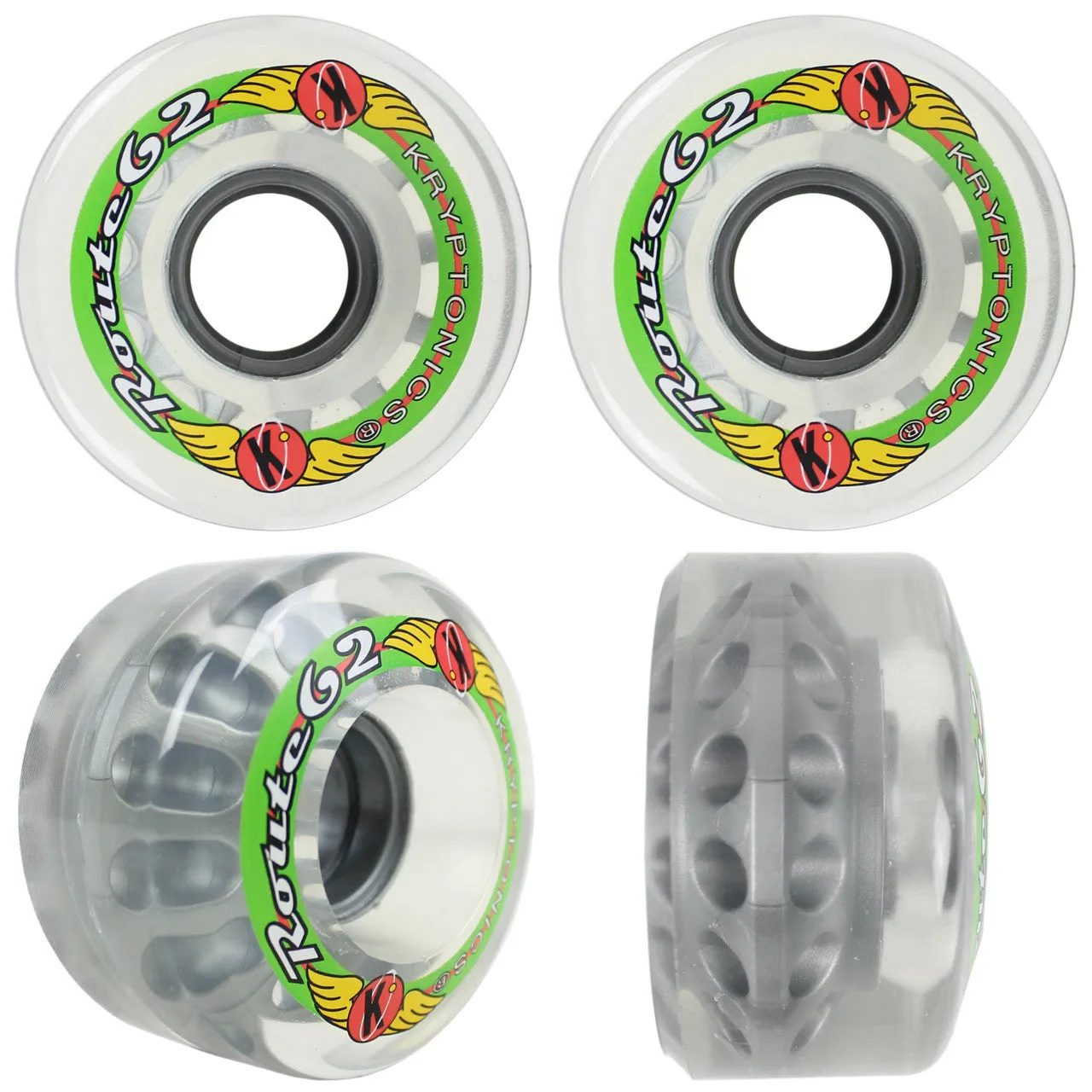 KRYPTONICS ROUTE 62MM 78A Clear - Rollerskate or Cruiser Wheels - 4 Pack - Super Sale