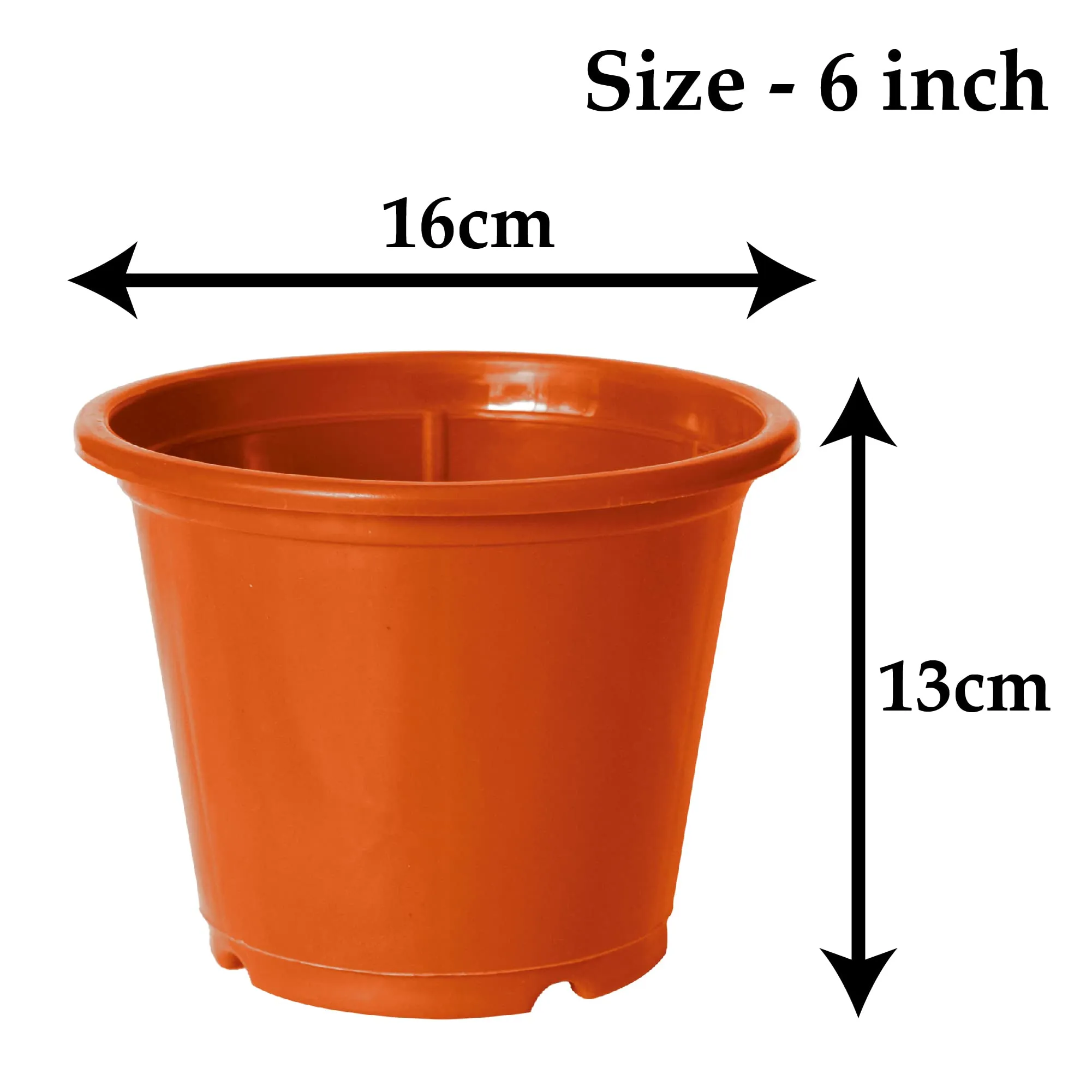 Kuber Industries Durable Plastic Flower Pot|Gamla with Drain Holes for Indoor Home Decor & Outdoor Balcony,Garden,6"x5",Pack of 3 (Orange)