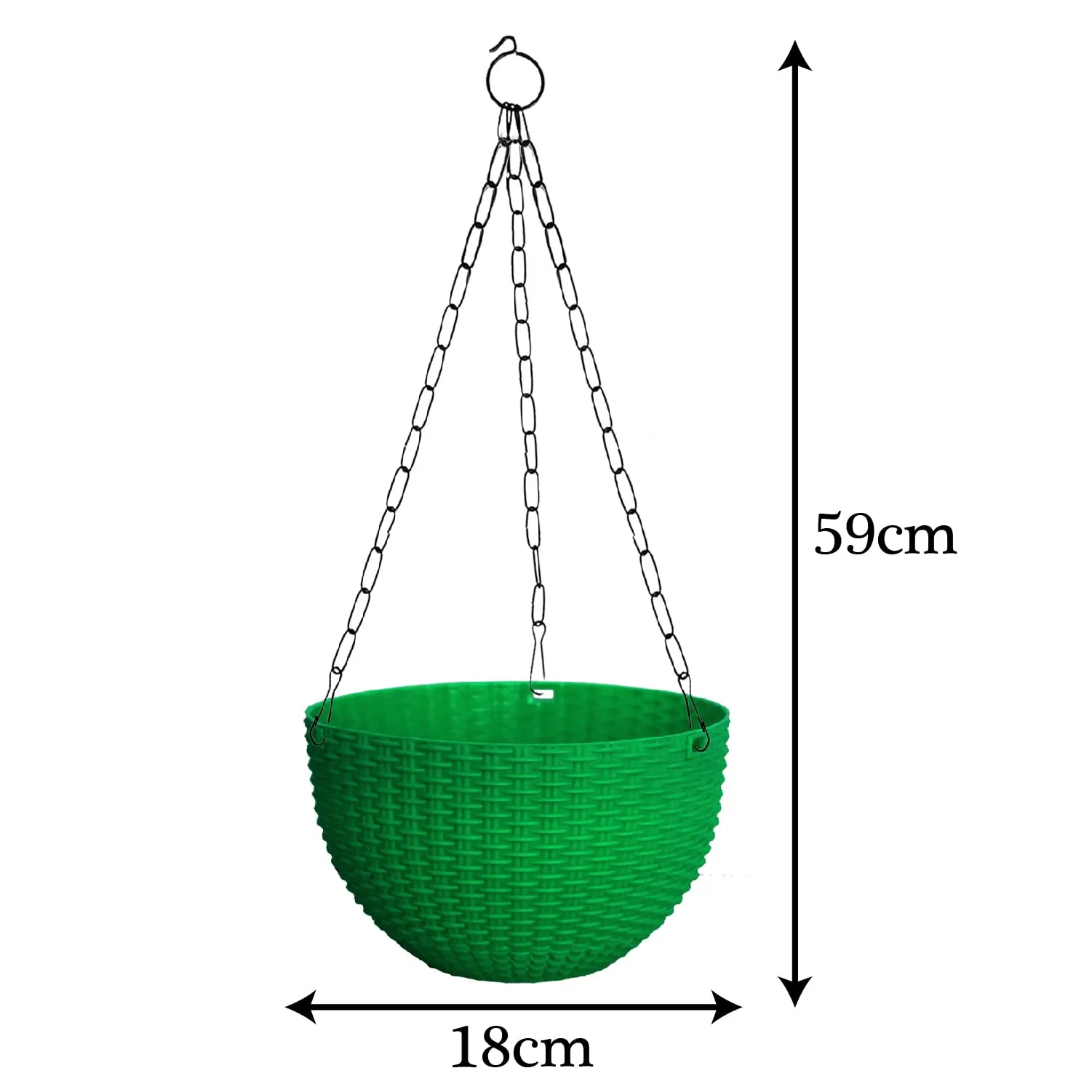 Kuber Industries Plastic Hanging Flower Pot for Balcony & Railing Set of 5 (Green)-18x18x59 cm