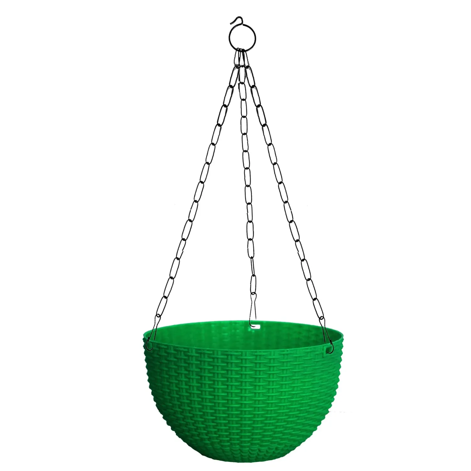 Kuber Industries Plastic Hanging Flower Pot for Balcony & Railing Set of 5 (Green)-18x18x59 cm