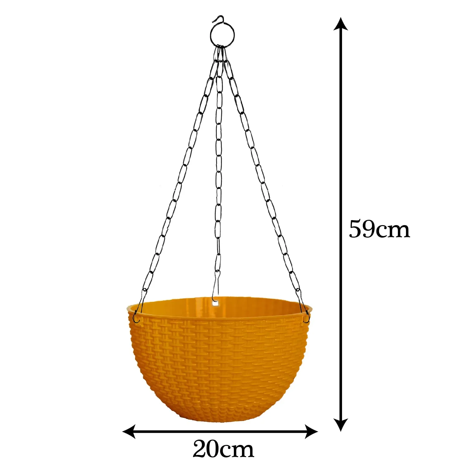 Kuber Industries Plastic Hanging Flower Pot for Balcony & Railing Set of 6 (Yellow) 53KM3851