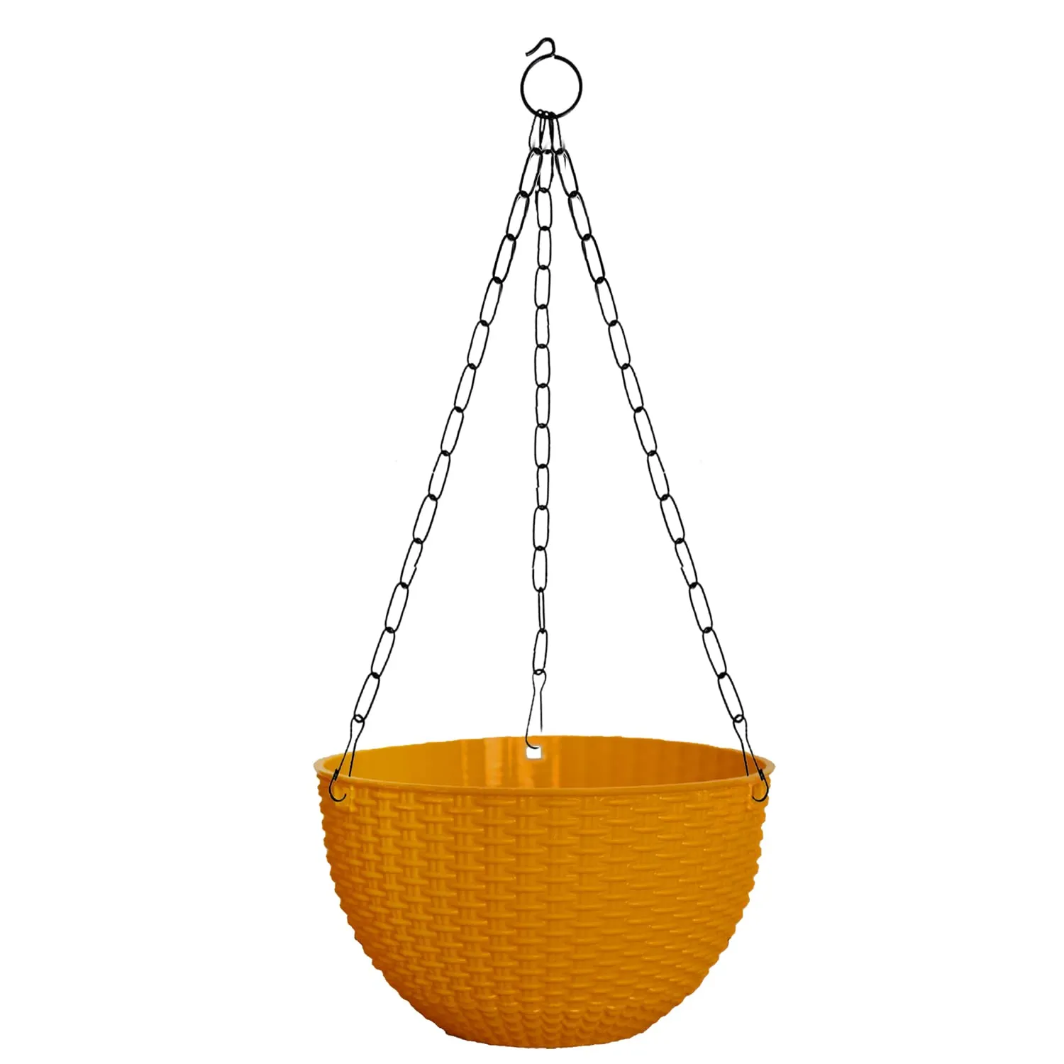 Kuber Industries Plastic Hanging Flower Pot for Balcony & Railing Set of 6 (Yellow) 53KM3851