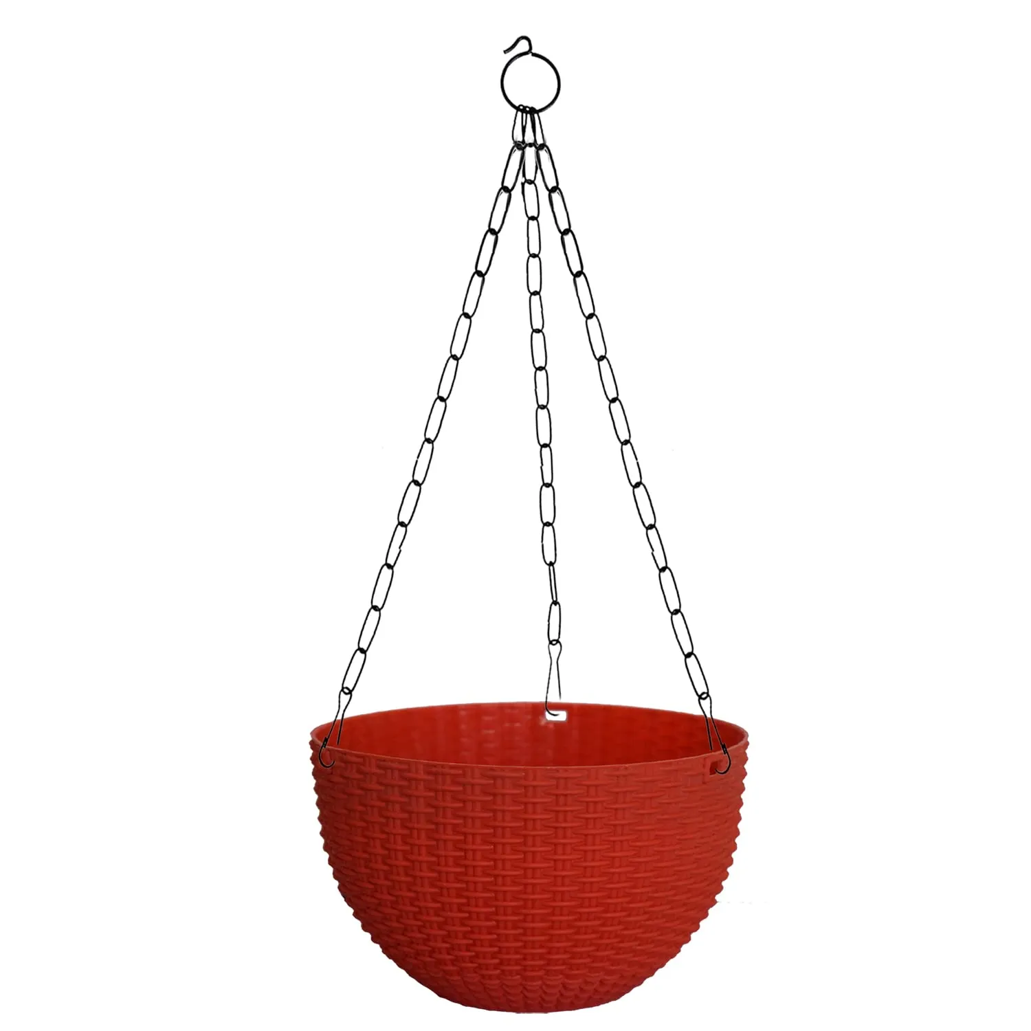 Kuber Industries Plastic Hanging Flower Pot for Balcony & Railing Set of 7 (Red)-20x20x59 cm