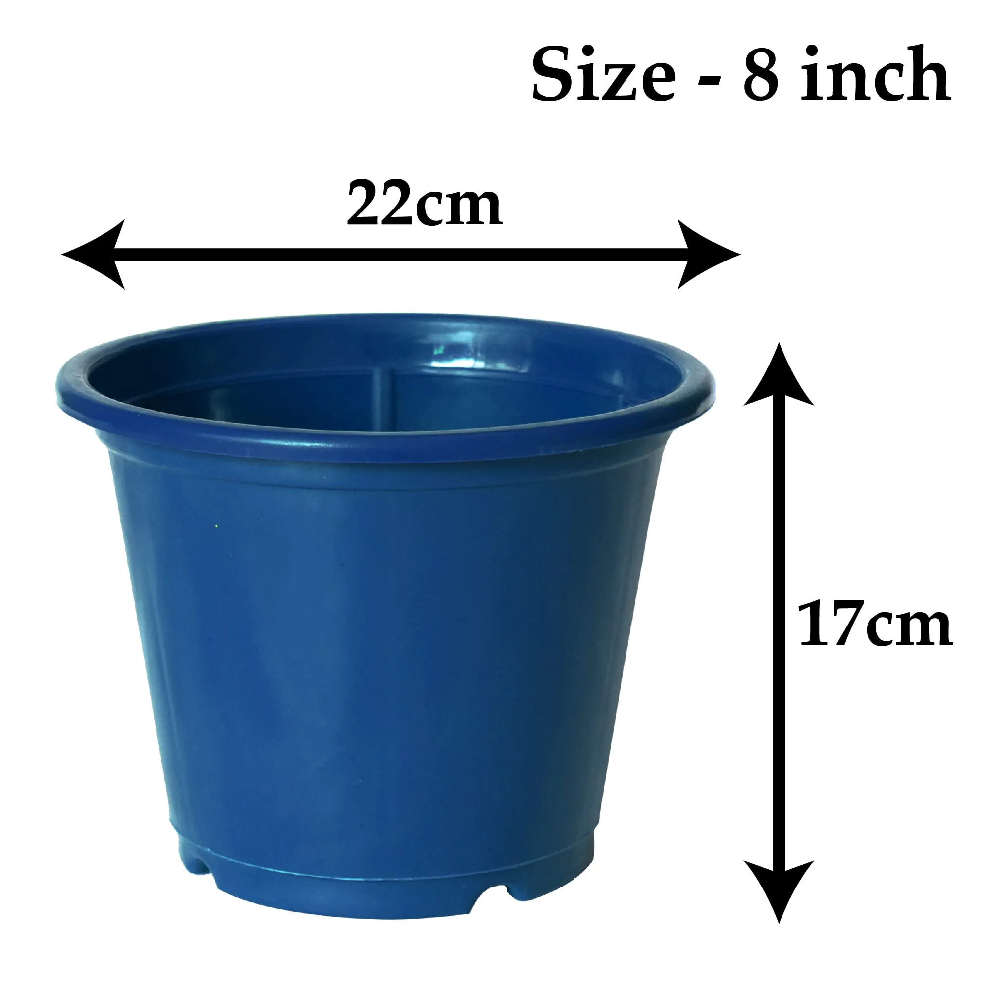 Kuber Industries Plastic Planters|Gamla|Flower Pots for Garden Nursery Home Décor,8"x6",Pack of 8 (Blue)