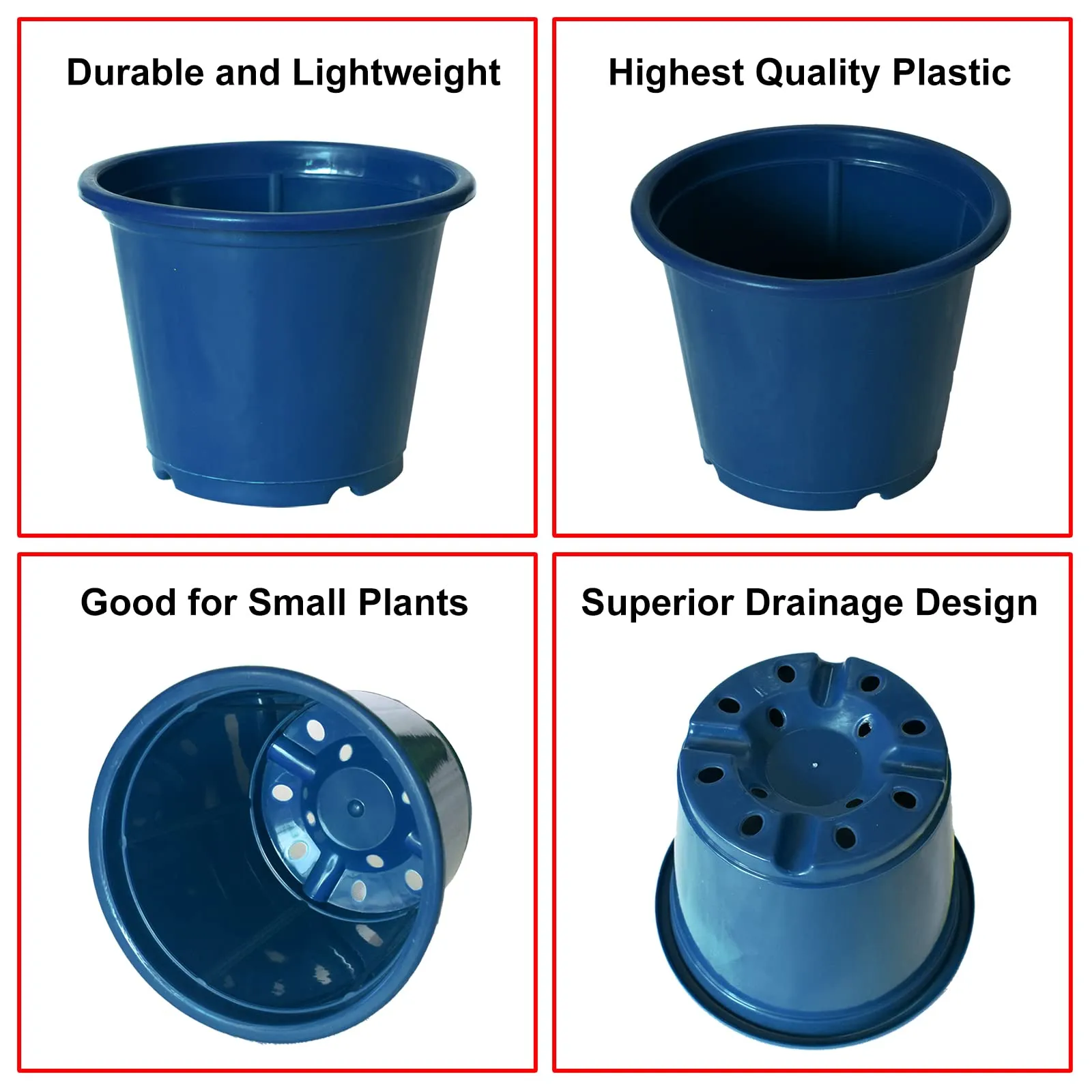 Kuber Industries Plastic Planters|Gamla|Flower Pots for Garden Nursery Home Décor,8"x6",Pack of 8 (Blue)