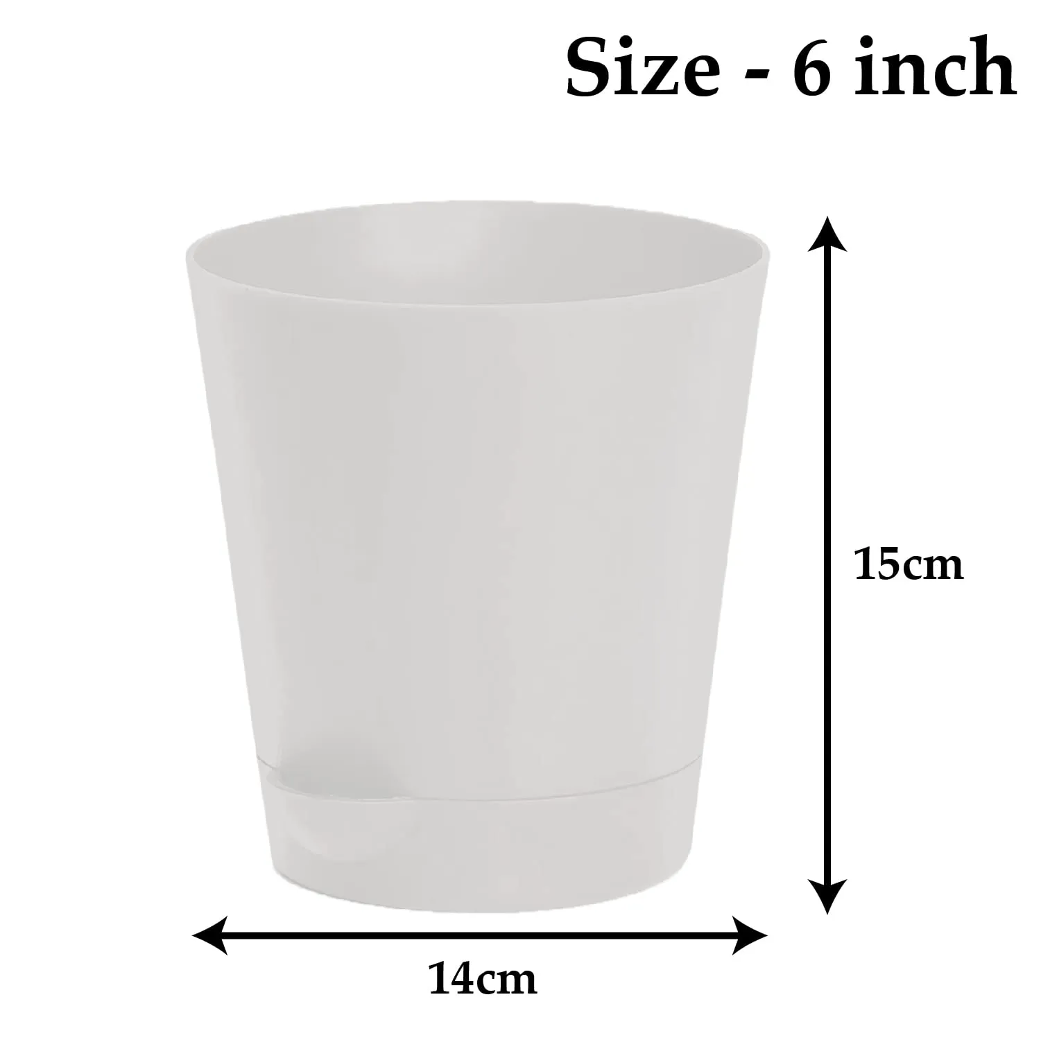 Kuber Industries Plastic Titan Pot|Garden Container for Plants & Flowers|Self-Watering Pot with Drainage Holes,6 Inch (White)