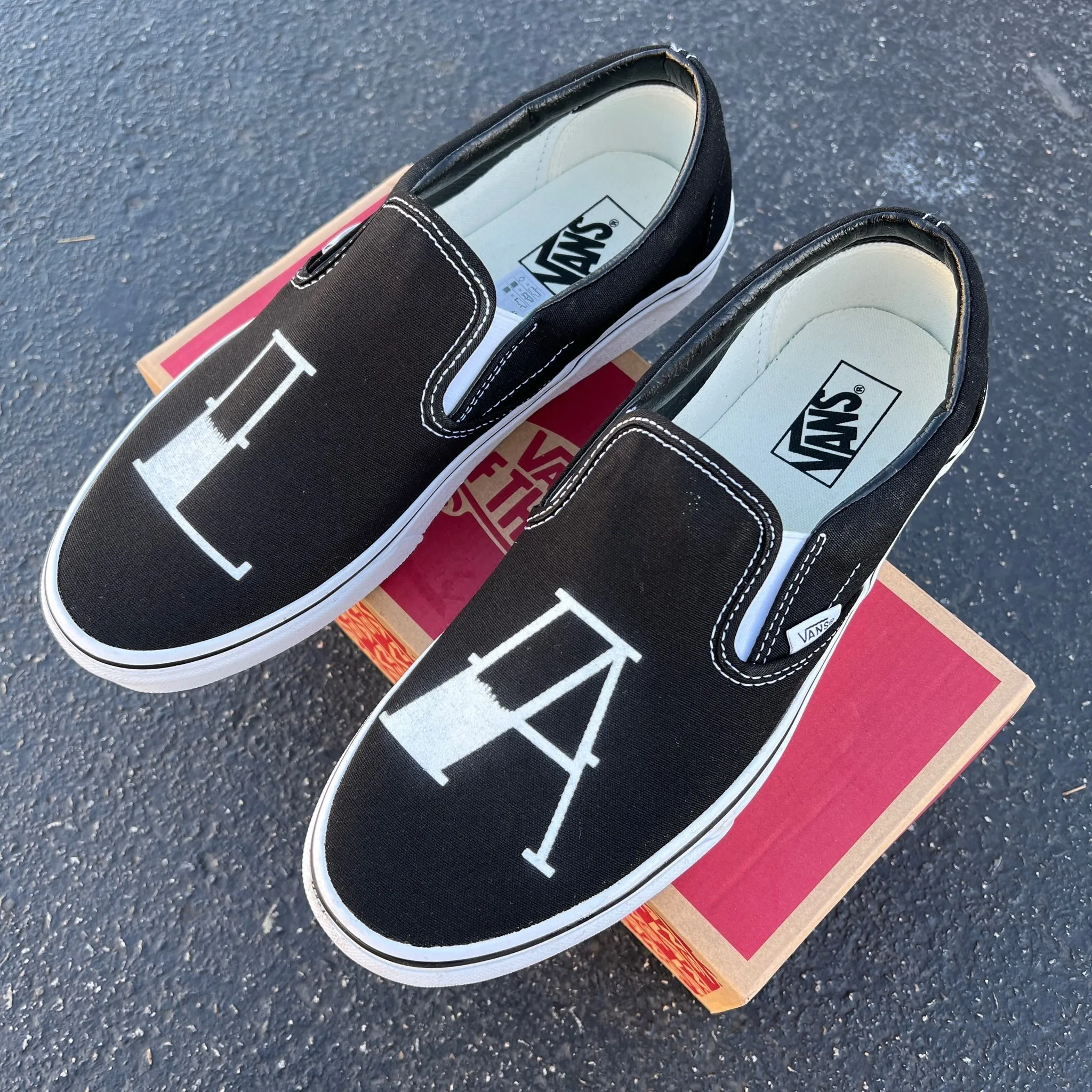 LA Custom Black Slip On Vans