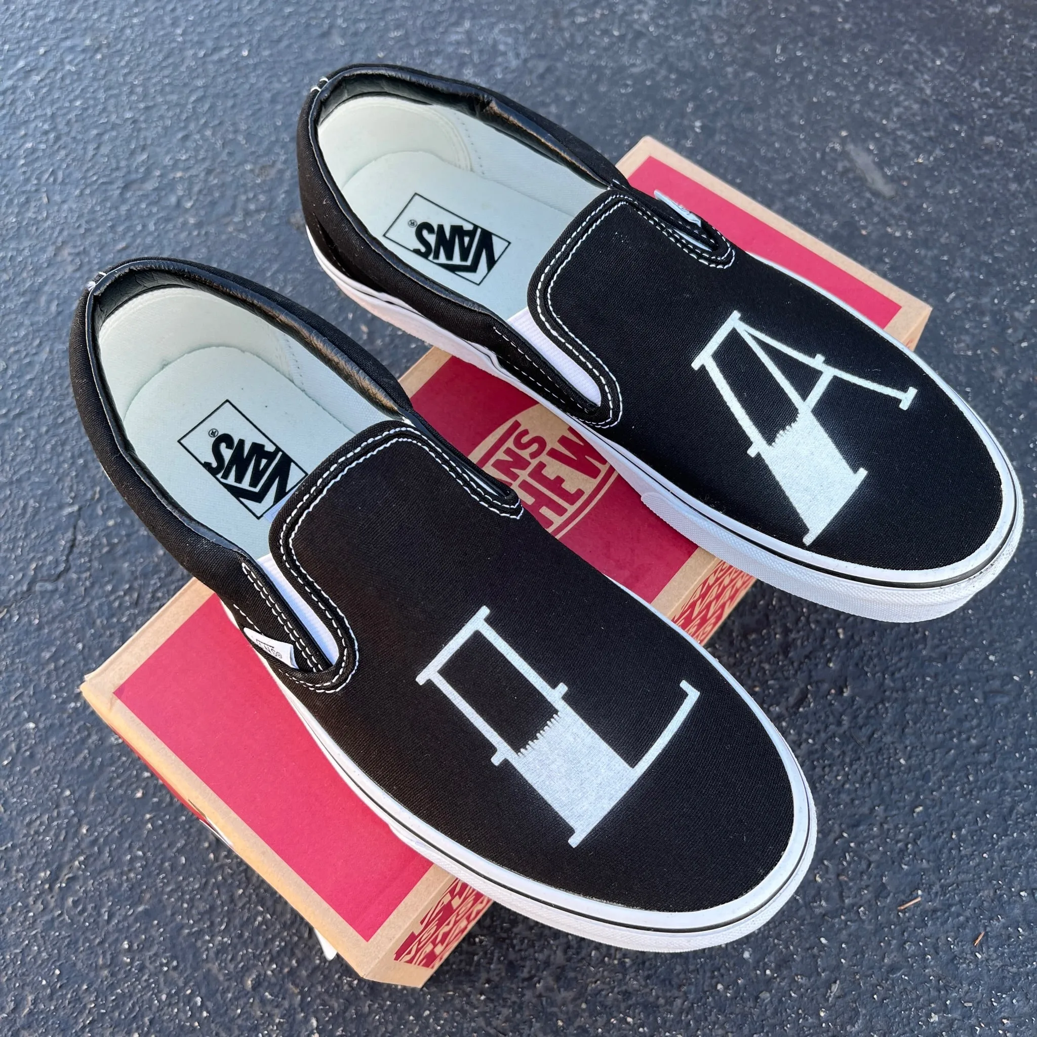 LA Custom Black Slip On Vans