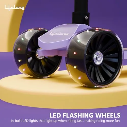 Lifelong Scooter for Kids 3  Years - Foldable Kids Scooter with LED Wheels & Adjustable Height - Kick Scooter Capacity 50kg- Baby Scooter Toys for 3  Year Old boy & Girl - Skate Scooter