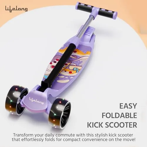 Lifelong Scooter for Kids 3  Years - Foldable Kids Scooter with LED Wheels & Adjustable Height - Kick Scooter Capacity 50kg- Baby Scooter Toys for 3  Year Old boy & Girl - Skate Scooter