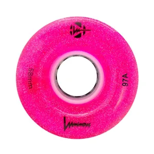 Luminous Light Up Quad Wheels Pink Glitter 97A - 4 pack