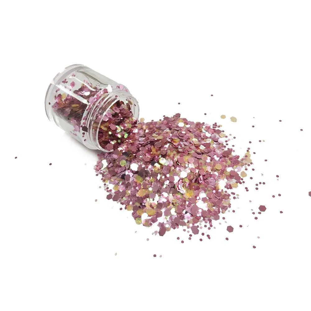 Mauve-u-lous Mixed Chunky Glitter, Polyester Glitter for Tumblers Nail Art Bling Shoes - 1oz/30g