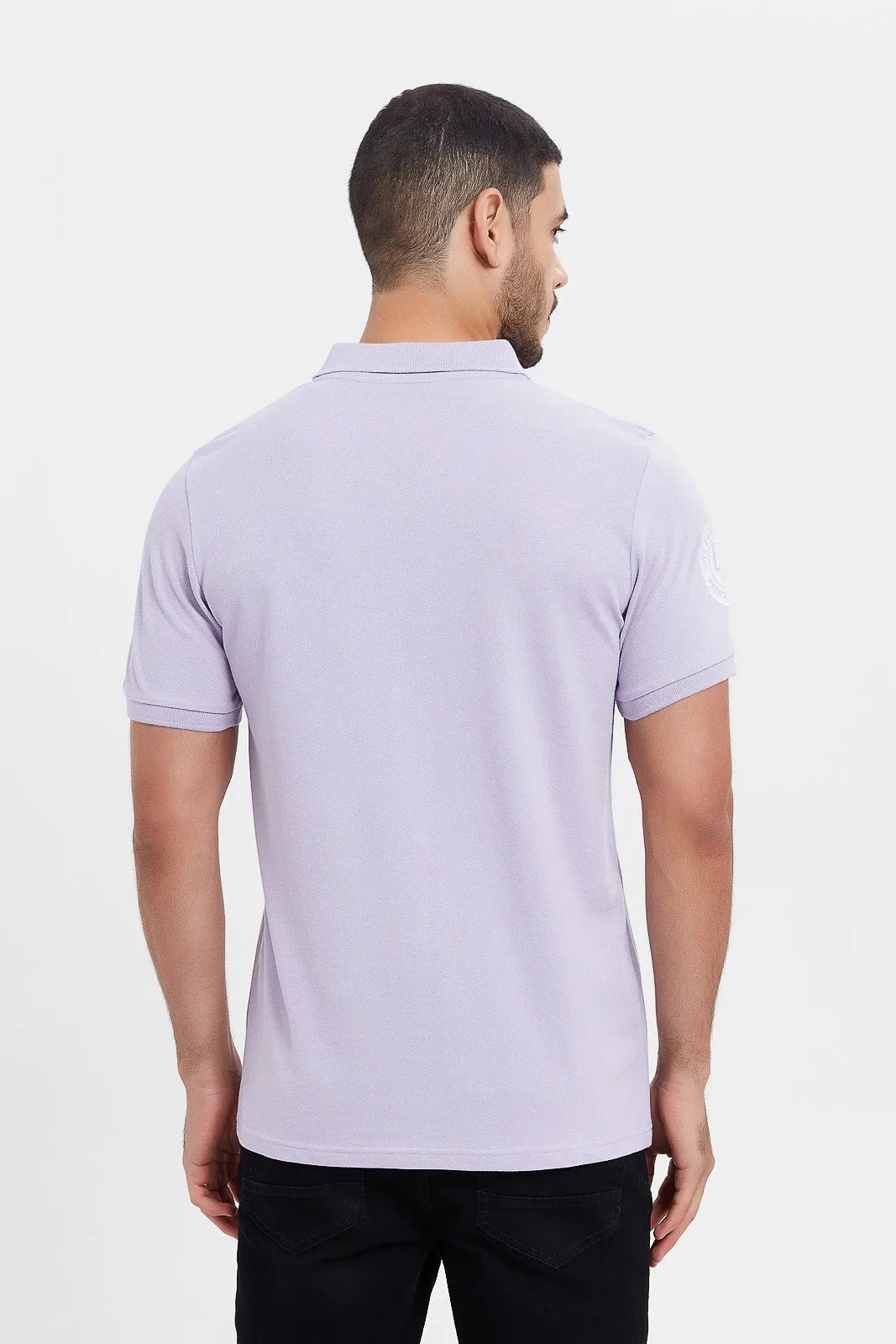 Men Lilac Varsity Sports Polo Shirt