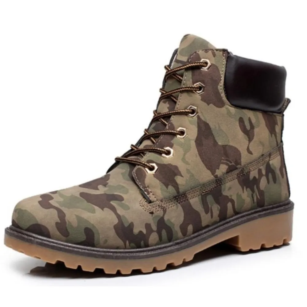 Mens Military Style Outdoor Boots in Yellow