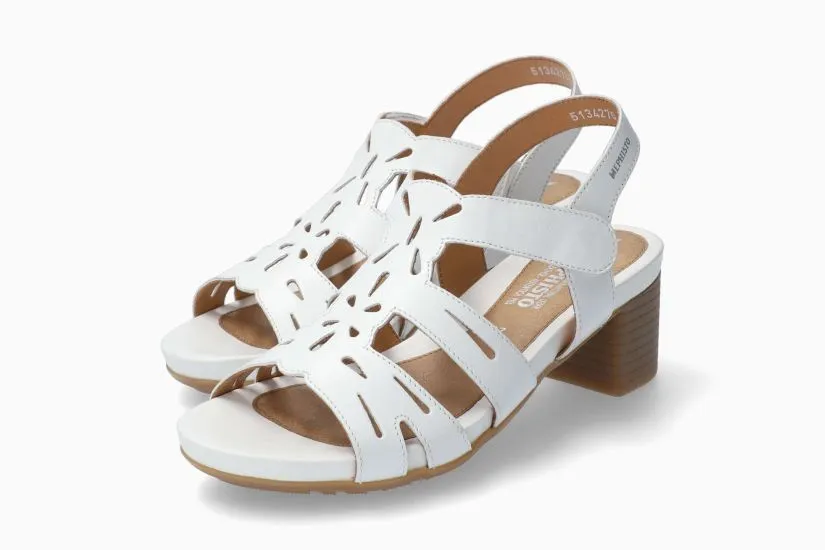 Mephisto Blanca Women Sandals With Heel White Leather Smooth Brand New w/ Box