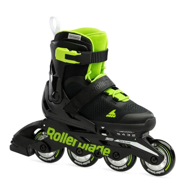 Microblade Kids Adjustable Fitness Inline Skate, Black/Green