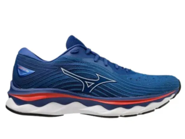 Mizuno Wave Sky 6 Mens Running Shoe ((Turkish Sea/White/Cherry Tomato)