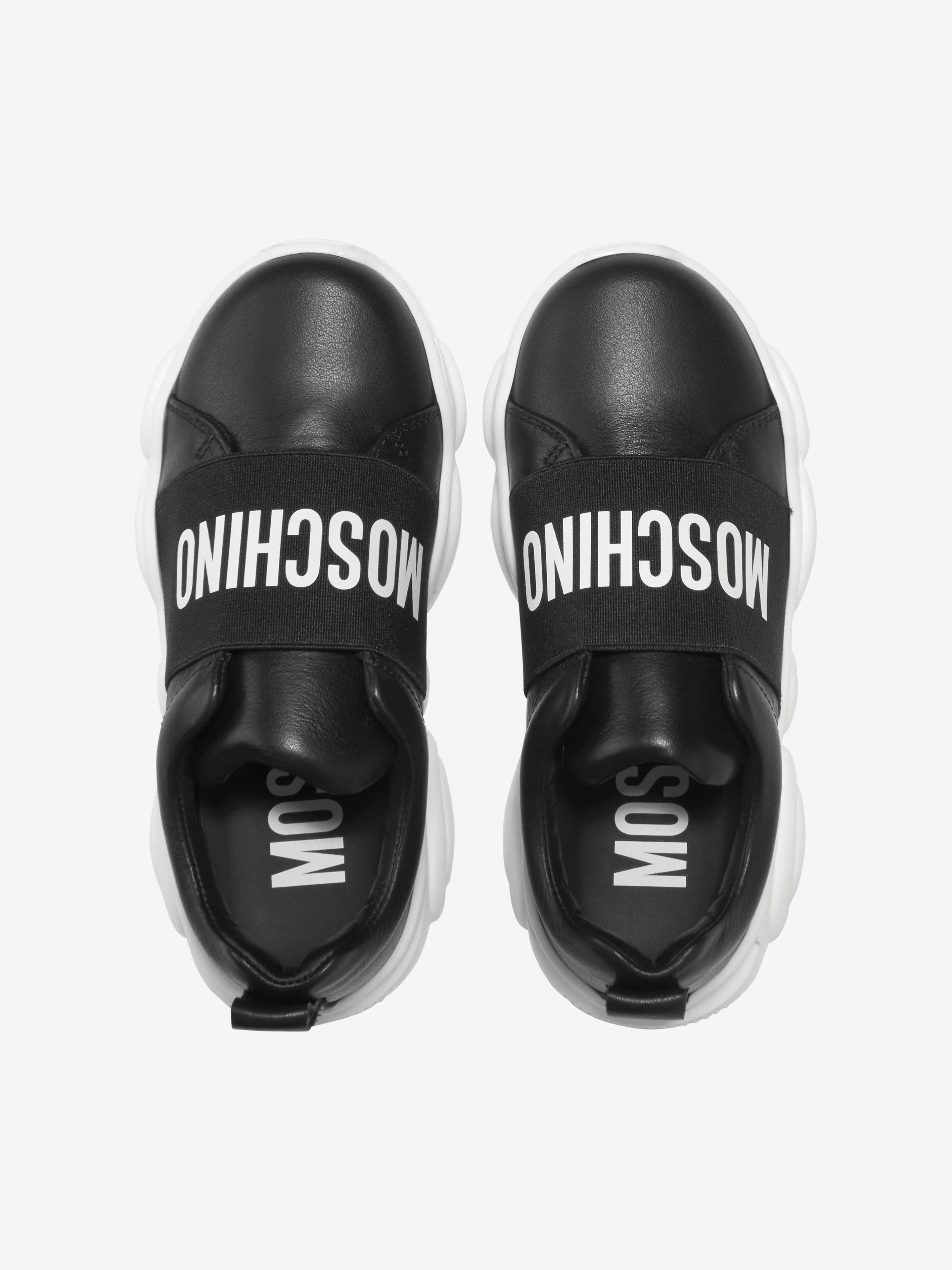 Moschino Unisex Leather Logo Band Slip On Trainers