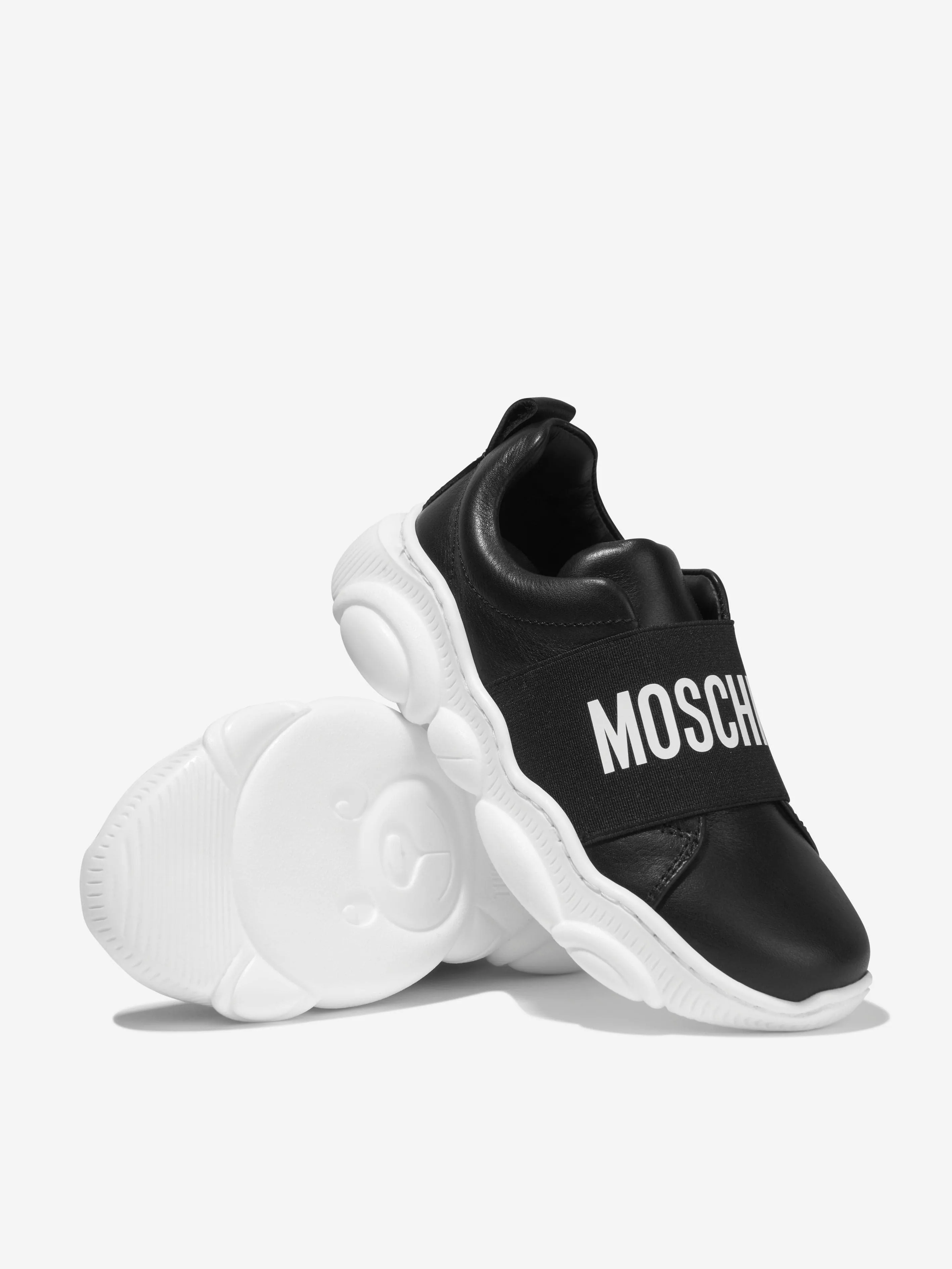 Moschino Unisex Leather Logo Band Slip On Trainers