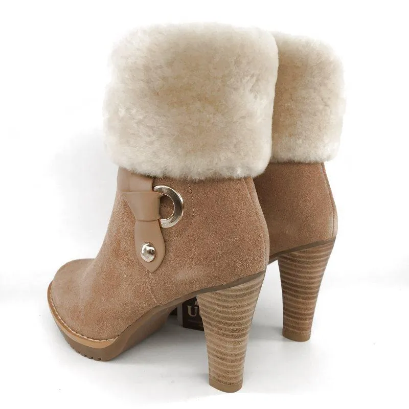 MUBO UGG BOOTS High Heel Insole TPR Sole Chestnut