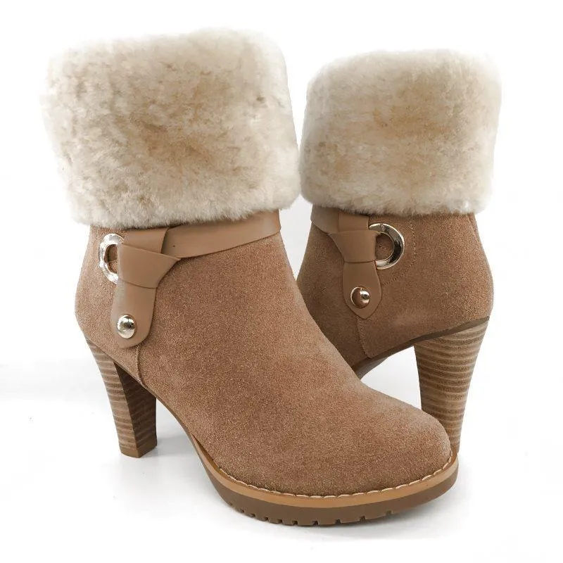 MUBO UGG BOOTS High Heel Insole TPR Sole Chestnut